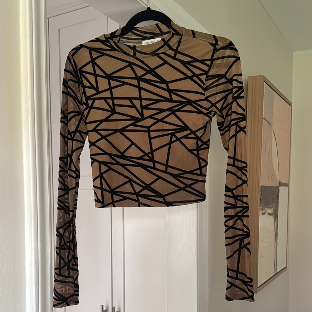 Vestique Tan Graphic Crop Bodysuit